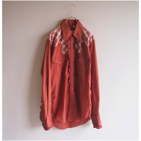 70s "Wrangler" ruffle plaid western shirts