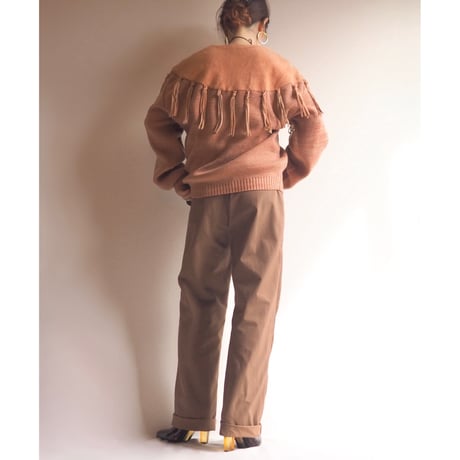 80s "Pioneer wear" suede fringe design sweater