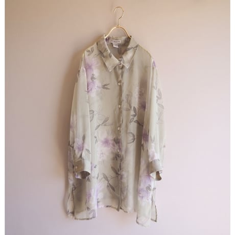 "notations" sheer floral oversized blouse