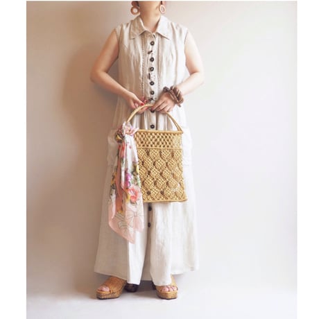 70〜80s jute macrame bag