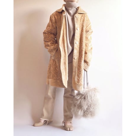 70s faux fur × velvet design coat