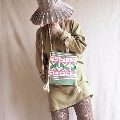 90s Greece fringe rug bag