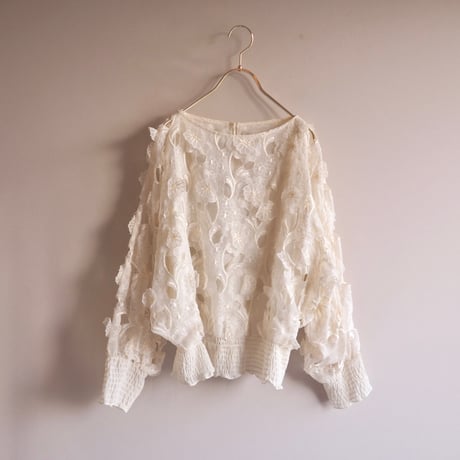 70〜80s "Andree Gaye" floral sheer blouse