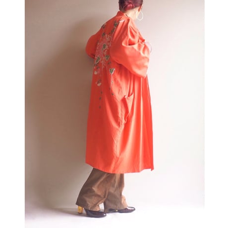 60s floral embroidered silk robe