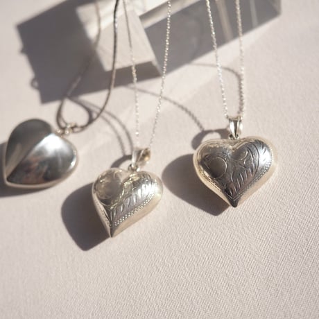 vintage silver925 puffy heart necklace