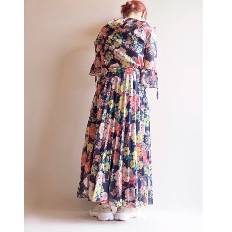 70s floral ruffle maxi dress