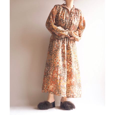 70s floral semi sheer maxi dress