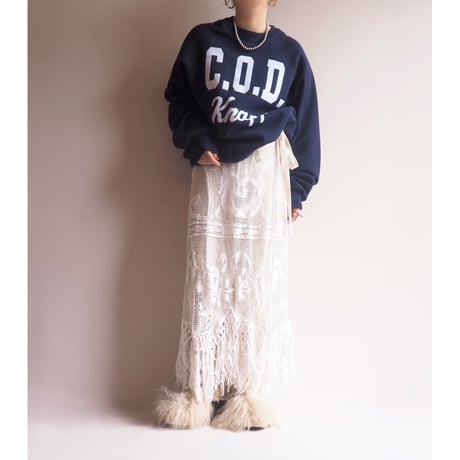 80〜90s "Basset Walker" flocky print sweat