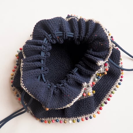 40〜50s wood beads drawstring woven bag