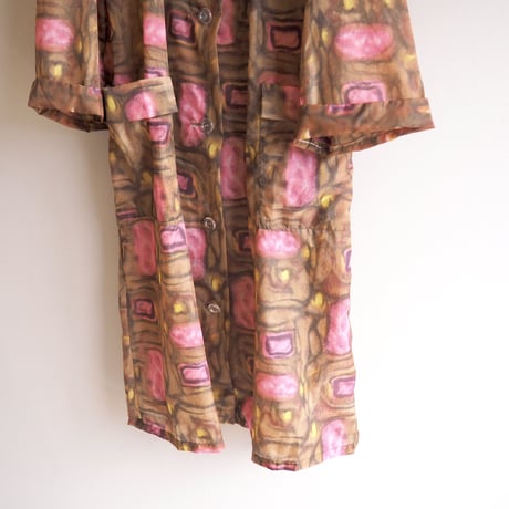 60〜70s abstract semi sheer nylon coat