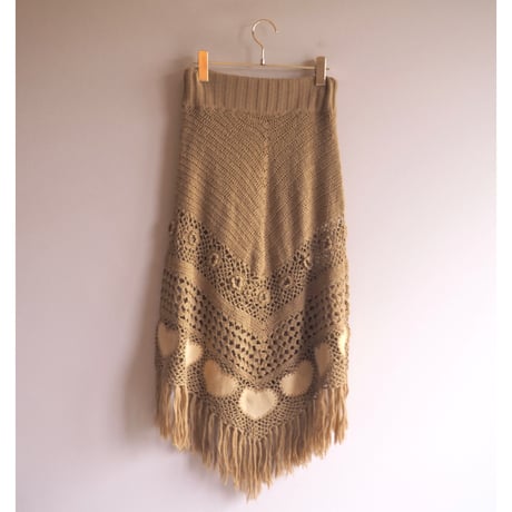 vintage crochet fringe maxi skirt