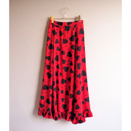 vintage heart ruffle maxi skirt