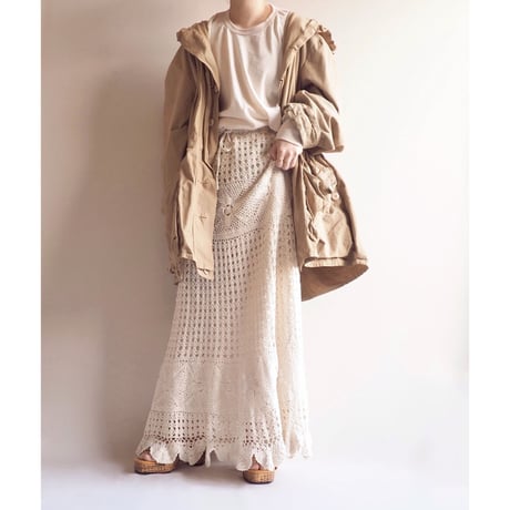 vintage ivory crochet maxi skirt