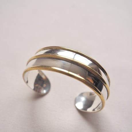 vintage Mexican silver × brass design cuff bangle