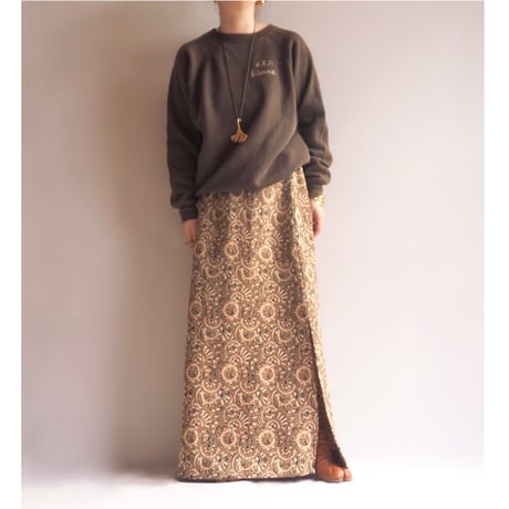 70s〜 abstract metallic knit maxi skirt