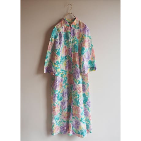 70s "Saybury" quilted floral house maxi dress