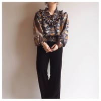 80s "Susan Freis" abstract ruffle blouse (BR)