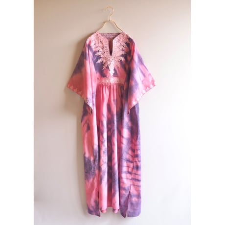vintage embroidered  tie dyed kaftan dress