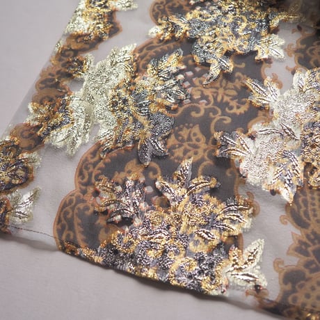 70s floral metallic wrap maxi skirt