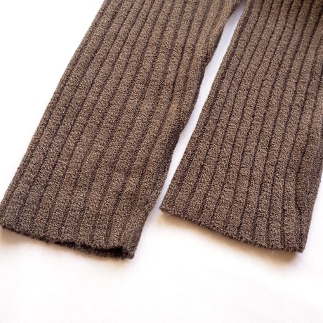 90s faux fur collar rib cardigan