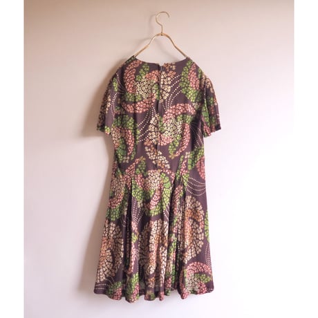 70s〜 s/s floral midi dress