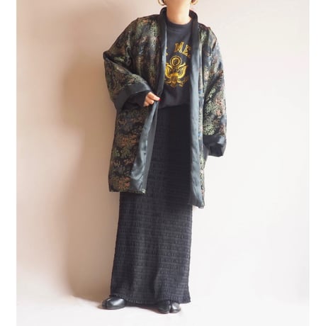 70〜80s black chinese brocade robe