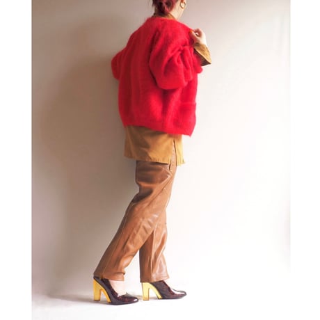 vintage red mohair cropped cardigan