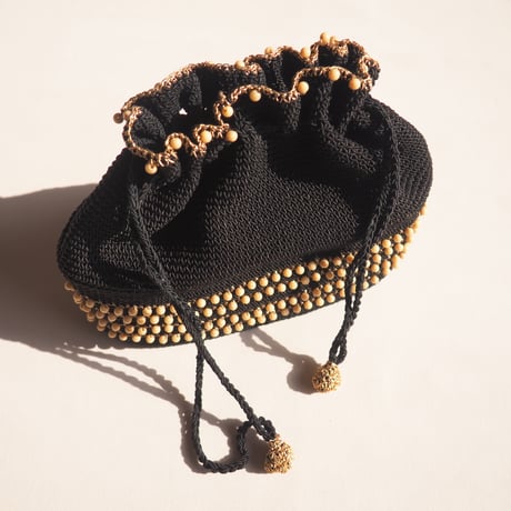 50〜60s beads drawstring woven bag