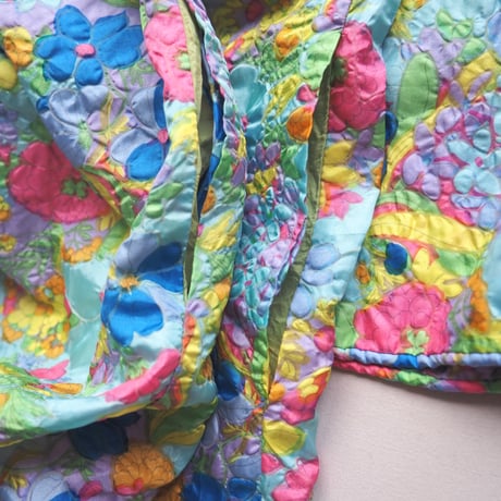60〜70s quilted floral house maxi dress