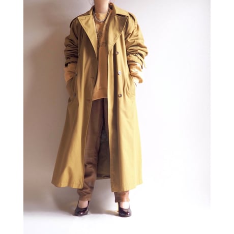 80s quilted sleeve design trench coat