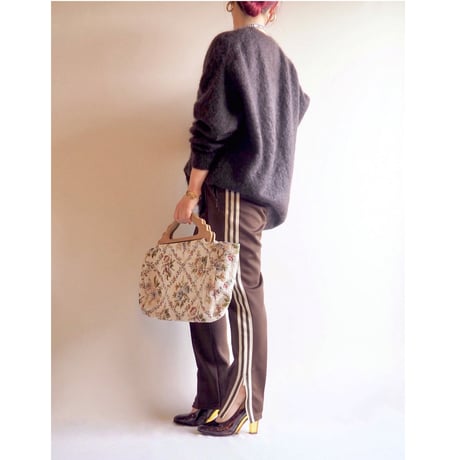 80s "Adidas" brown × beige track pants