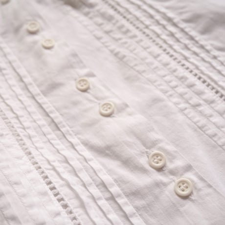 80〜90s lace collar cotton folk blouse