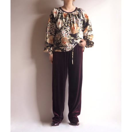 "CLIO" bordeaux velours easy pants