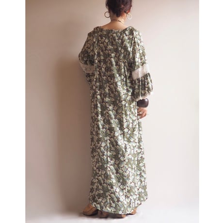 60〜70s "Lady Lewis" lace floral maxi dress
