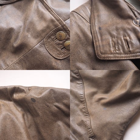 vintage drawstring design leather coat