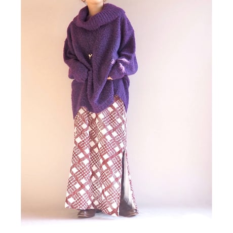 70s ”Nelly de Grab" metallic plaid maxi skirt