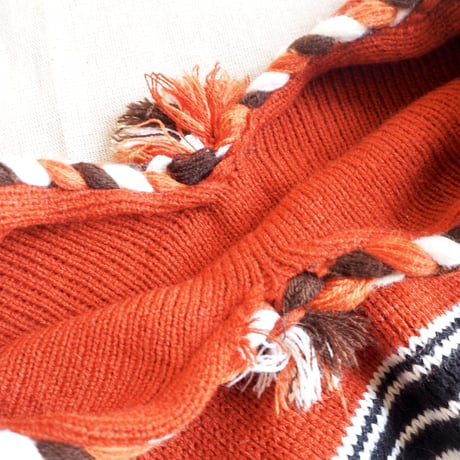 vintage mexican orange fringe poncho