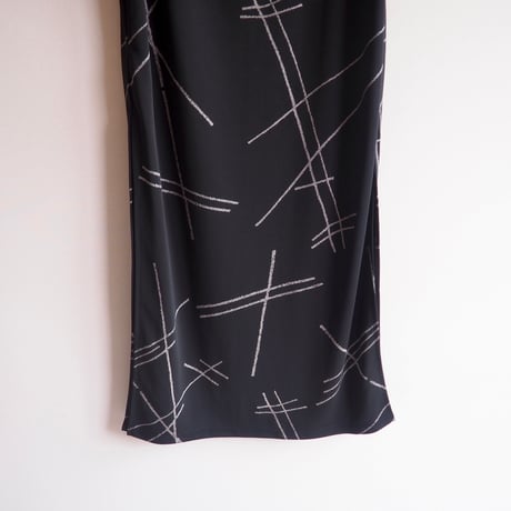 "GANTOS" abstract print side slit maxi skirt
