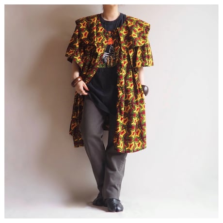 "The African Village" big collar tunic dress (YE×RD）