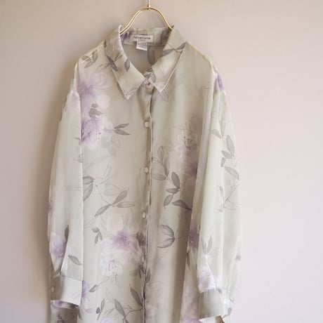 "notations" sheer floral oversized blouse