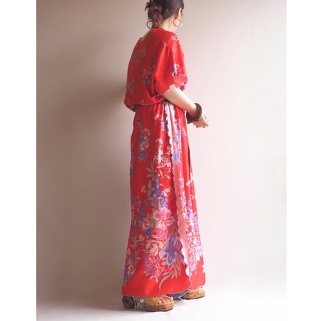 70s "Sears" floral kaftan dress