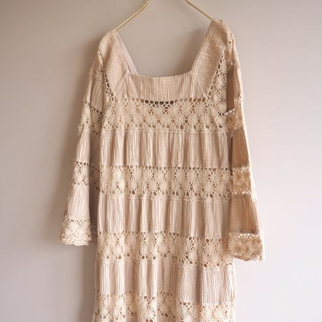 70s mexican crochet maxi dress