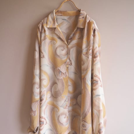 vintage abstract floral print oversized blouse