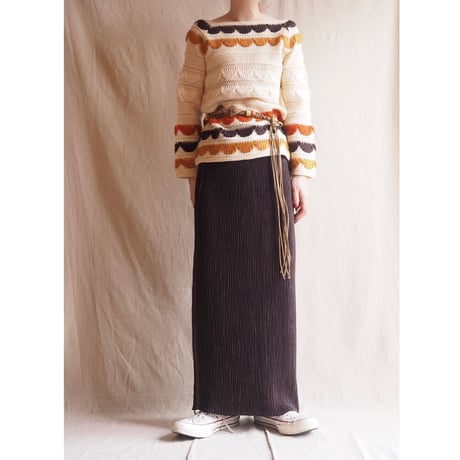 dark brown micro pleated maxi skirt