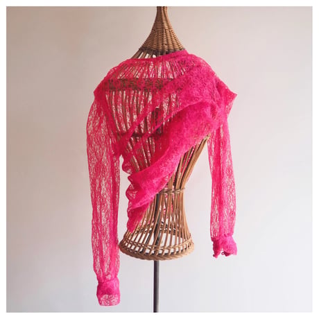 80s〜 vivid pink lace blouse