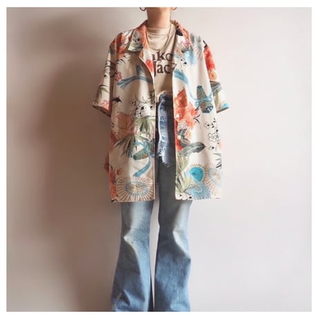 "Maggy Sweet" oriental print oversized s/s blouse