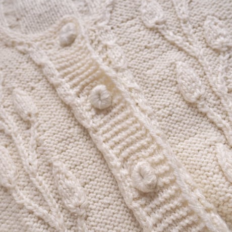 vintage leaf pattern oversized knit cardigan