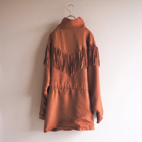 "Beautex" drawstring silk fringe jacket