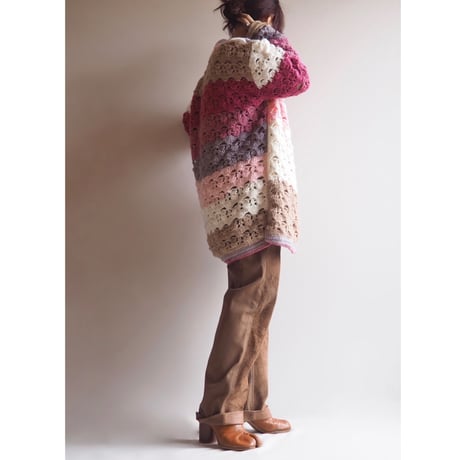 vintage crochet switching hand knit cardigan