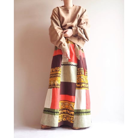 70s boho patchwork maxi skirt